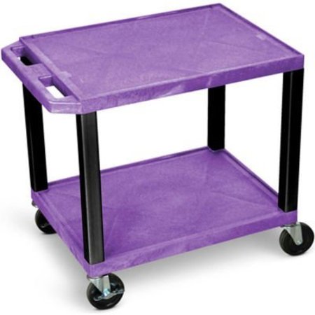 LUXOR Luxor AV Cart, 26"H, Two Shelves, Black Legs, Purple Shelves, 300 Lbs Capacity WT26P-B
